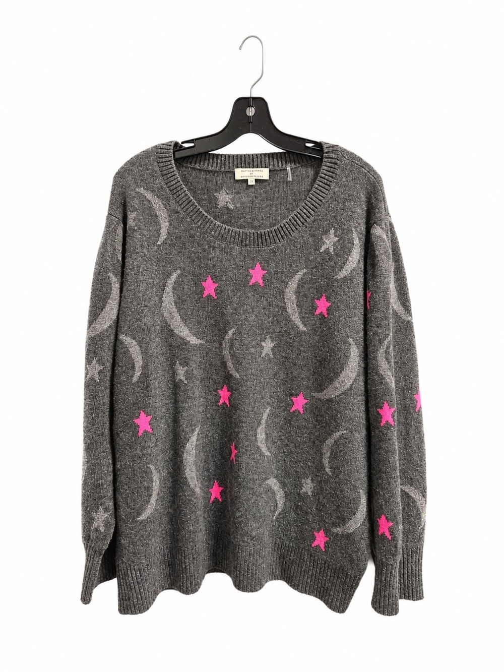 White + Warren Anthropologie 100% Cashmere Celestial Sweater Moon & Star 3X - Picture 2 of 6